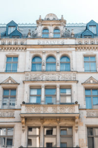 A building from 1895 with the Latin greeting Salve on the facade. A building from 1895 with the Latin greeting Salve on the facade.